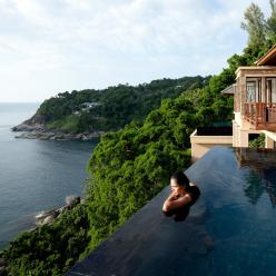 Luxury cliffside resort with an infinity pool overlooking the sea